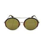 Gucci Tricolor Ruby Logo Acetate Round Frame Sunglasses Eyewear Gold with — view 3