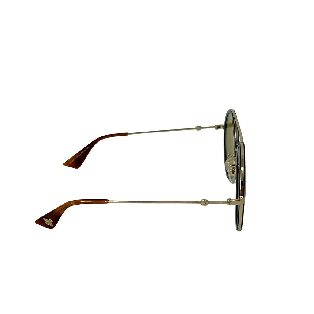 Gucci Tricolor Ruby Logo Acetate Round Frame Sunglasses Eyewear Gold with — view 4