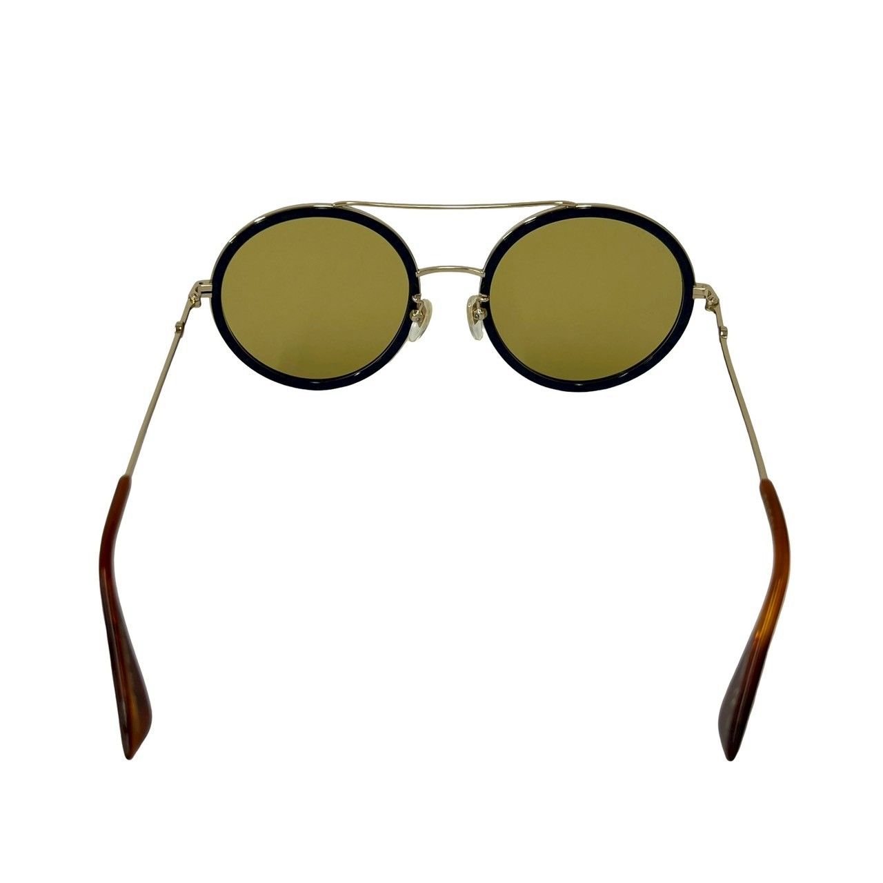 Gucci Tricolor Ruby Logo Acetate Round Frame Sunglasses Eyewear Gold with — view 6