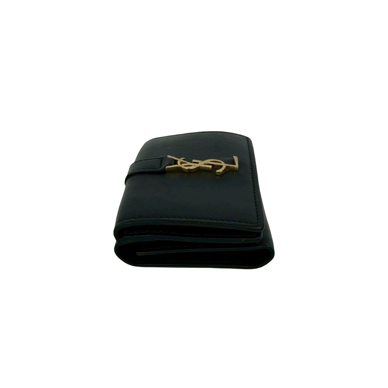 Saint Laurent Paris Origami Tiny Wallet YSL Logo Leather Trifold Black — view 4
