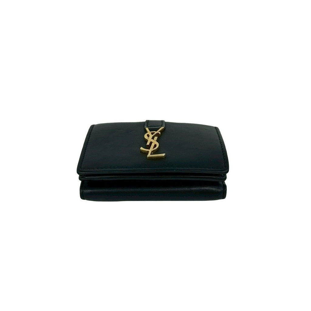 Saint Laurent Paris Origami Tiny Wallet YSL Logo Leather Trifold Black — view 6