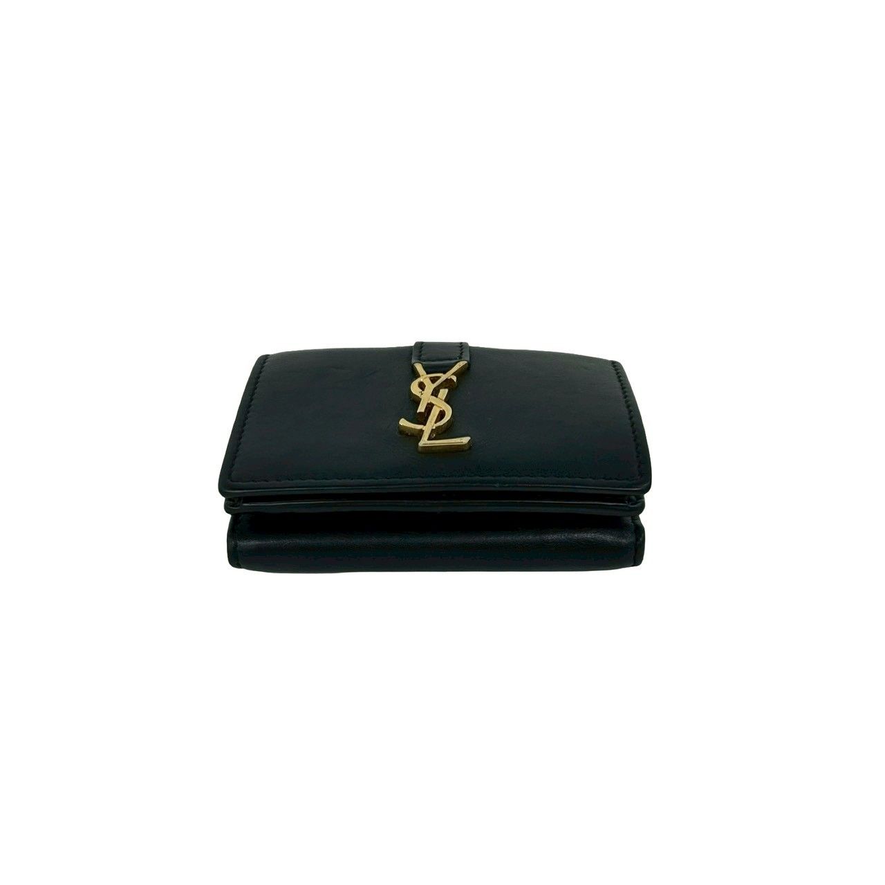 Saint Laurent Paris Origami Tiny Wallet YSL Logo Leather Trifold Black — view 6