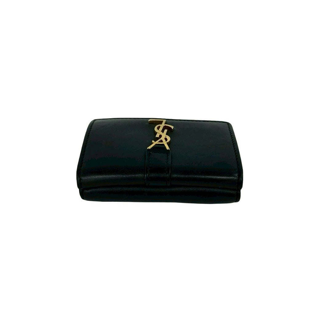 Saint Laurent Paris Origami Tiny Wallet YSL Logo Leather Trifold Black — view 3