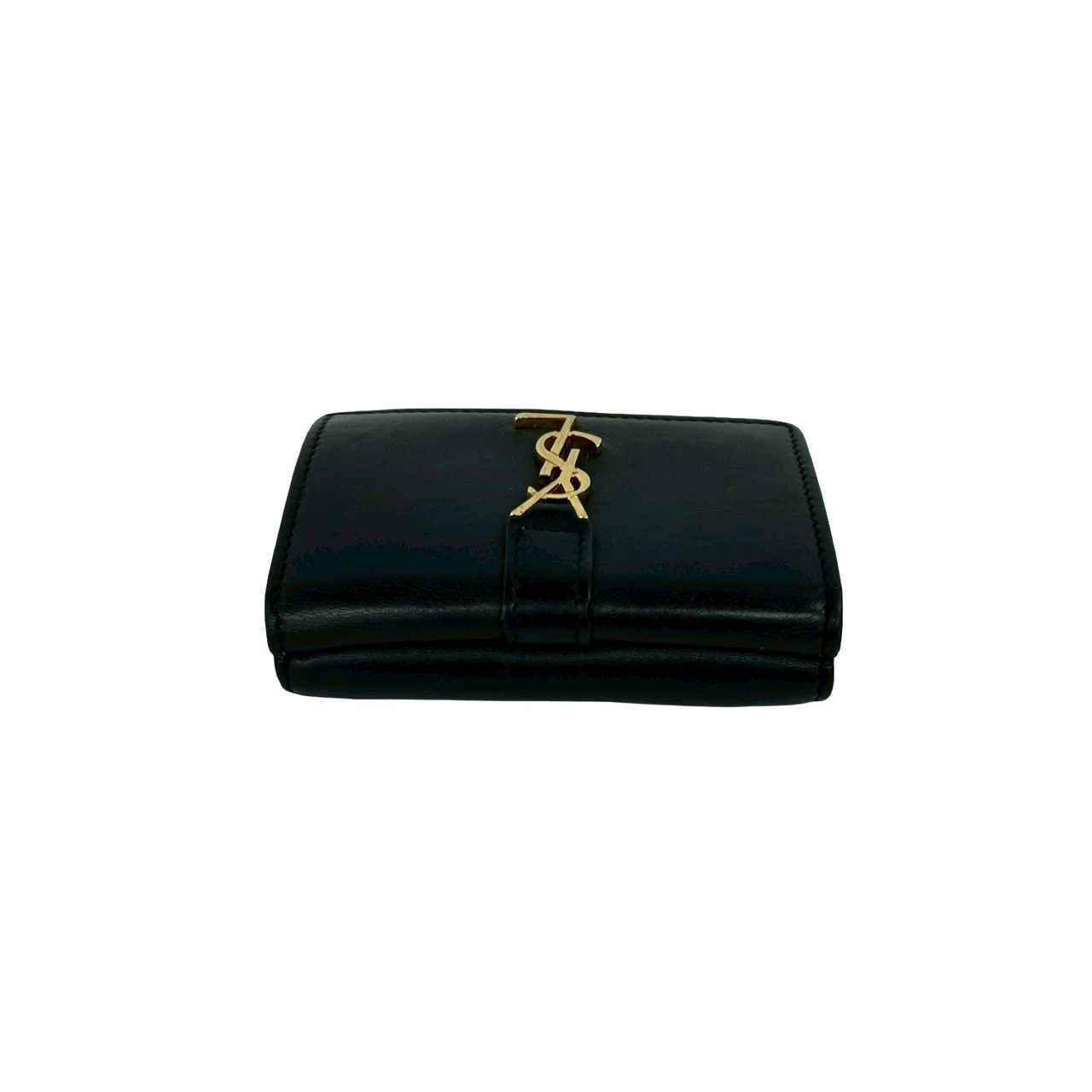 Saint Laurent Paris Origami Tiny Wallet YSL Logo Leather Trifold Black — view 3