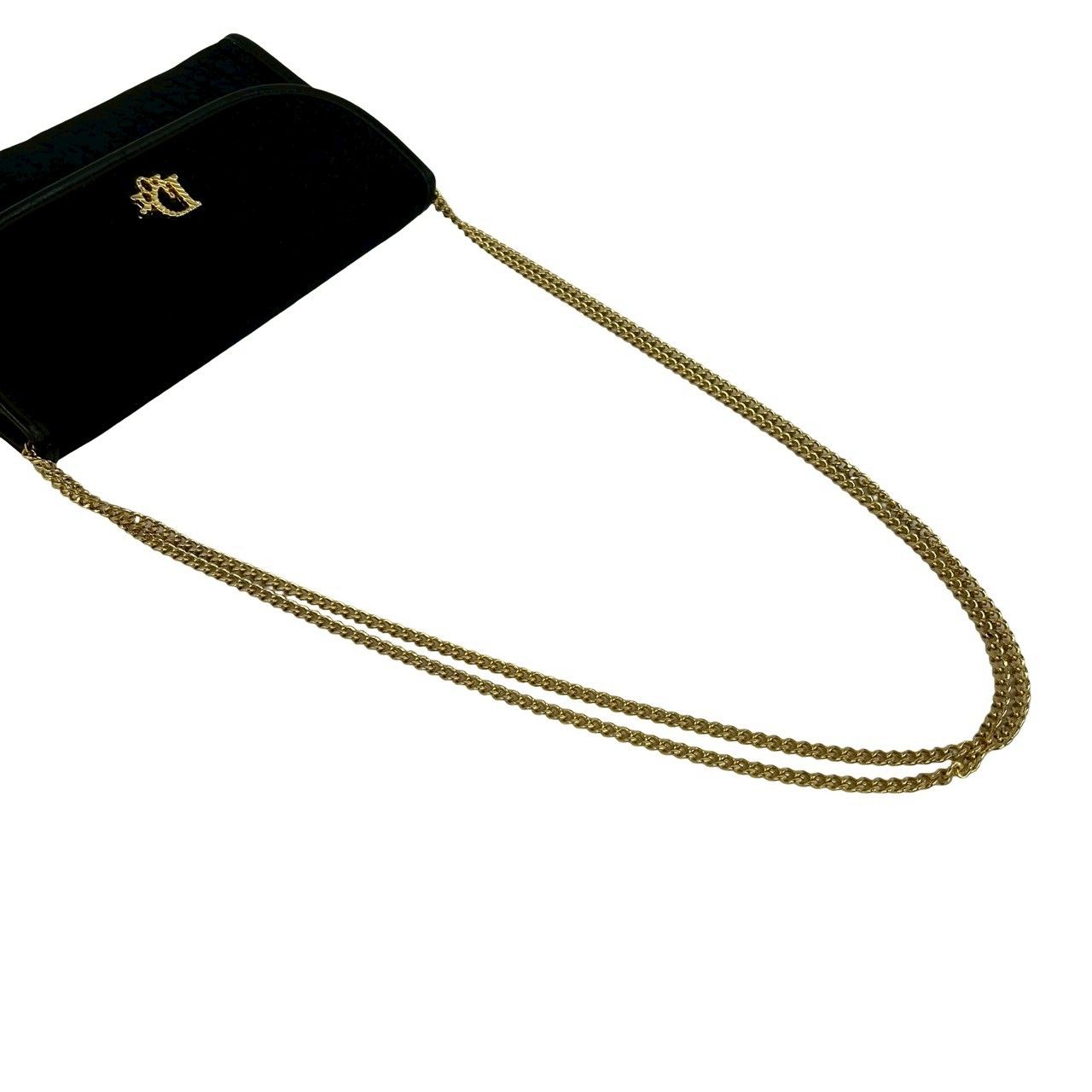 Dior Vintage Trotter Pattern Logo Canvas Leather Chain Shoulder Bag Black — view 4