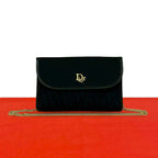 Dior Vintage Trotter Pattern Logo Canvas Leather Chain Shoulder Bag Black