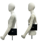 Dior Vintage Honeycomb Pattern Logo Canvas Leather Chain Shoulder Bag Black — view 2