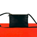Celine Trio Logo Leather Mini Shoulder Bag Pochette Crossbody Cross Black