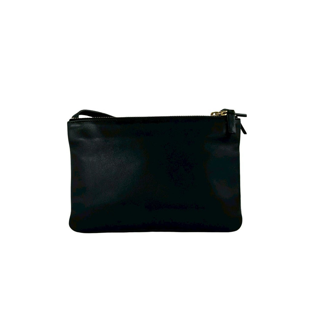 Celine Trio Logo Leather Mini Shoulder Bag Pochette Crossbody Cross Black — view 3