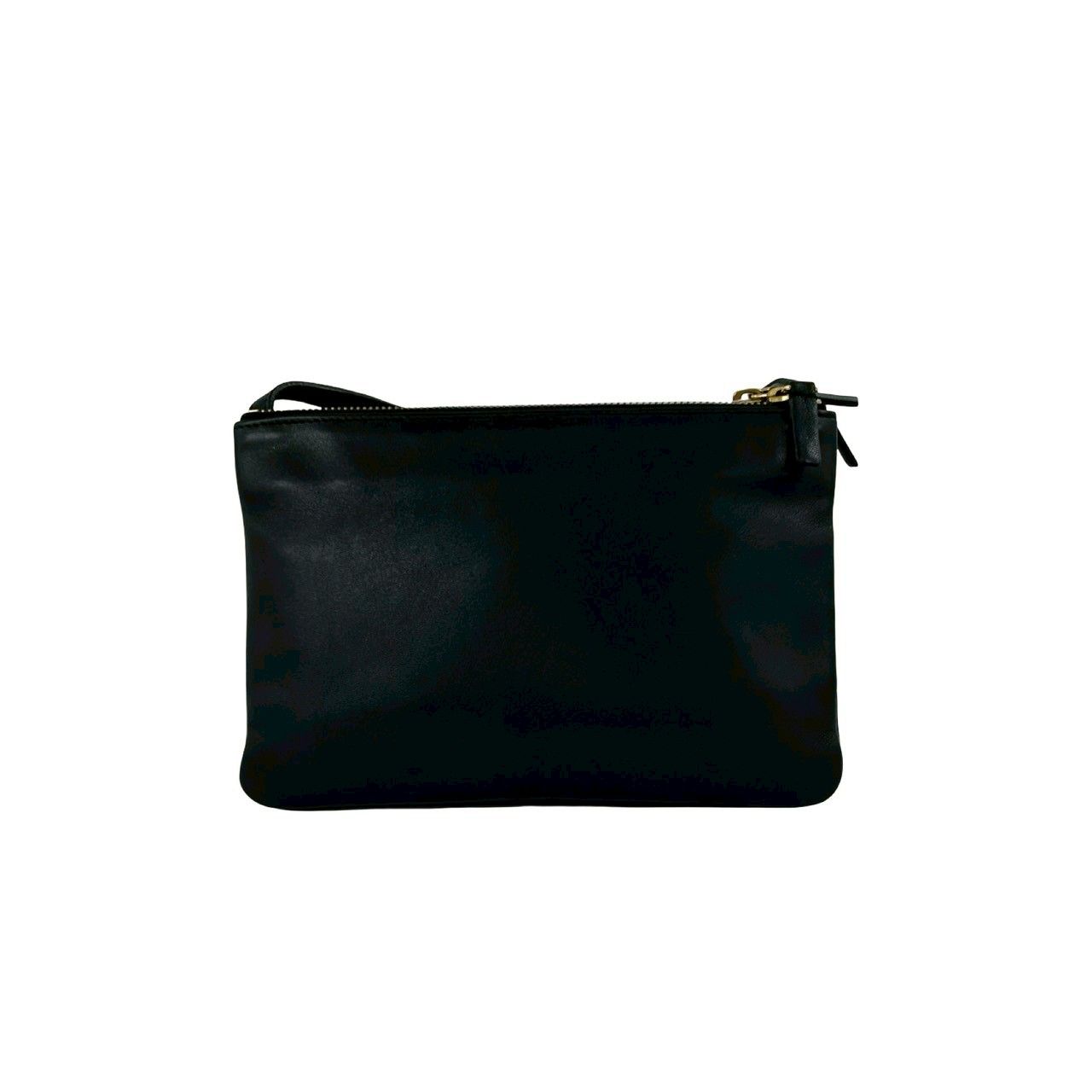 Celine Trio Logo Leather Mini Shoulder Bag Pochette Crossbody Cross Black — view 3