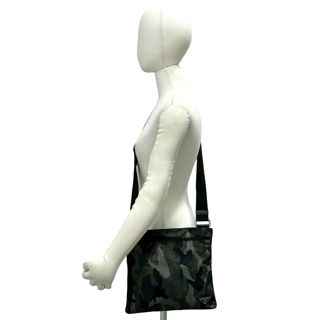 Prada Triangle Logo Camouflage Pattern Nylon Saffiano Leather Shoulder — view 2
