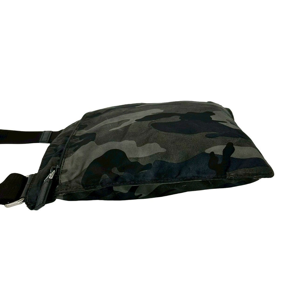 Prada Triangle Logo Camouflage Pattern Nylon Saffiano Leather Shoulder — view 5