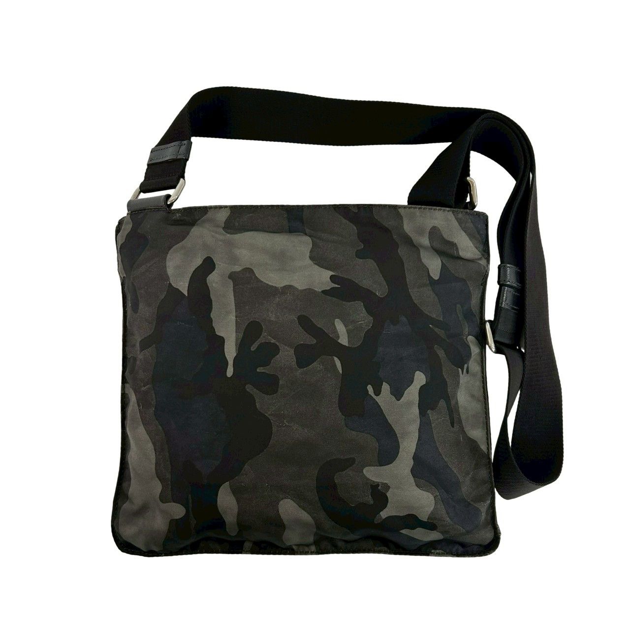 Prada Triangle Logo Camouflage Pattern Nylon Saffiano Leather Shoulder — view 3