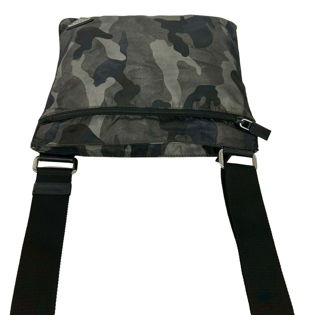Prada Triangle Logo Camouflage Pattern Nylon Saffiano Leather Shoulder — view 4