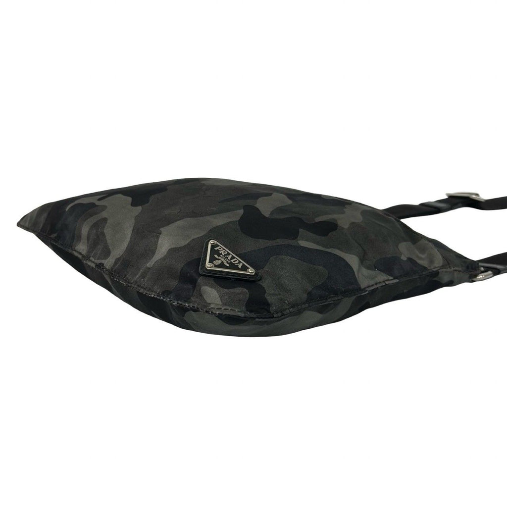 Prada Triangle Logo Camouflage Pattern Nylon Saffiano Leather Shoulder — view 8