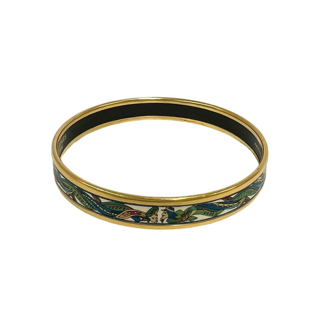 Hermes Enamel Bangle Bracelet Gold — view 4