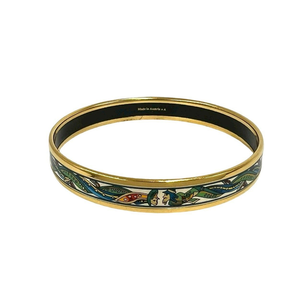 Hermes Enamel Bangle Bracelet Gold — view 5