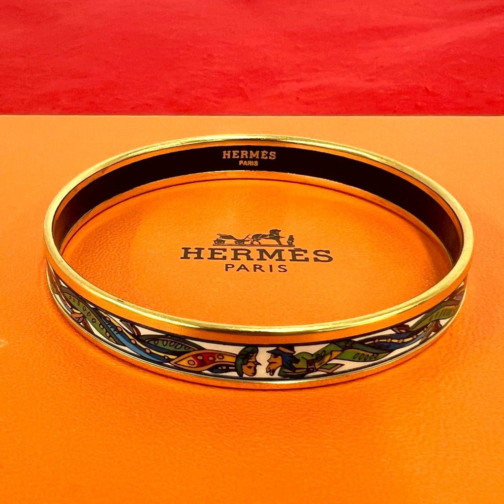 Hermes Enamel Bangle Bracelet Gold
