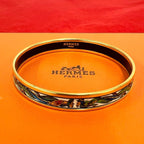 Hermes Enamel Bangle Bracelet Gold