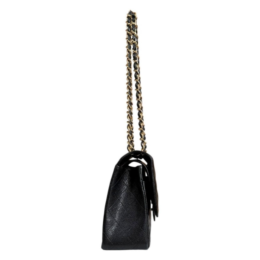 Chanel Double Flap 30 Quilted Shoulder Bag Caviar Leather Black — view 4