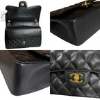 Chanel Double Flap 30 Quilted Shoulder Bag Caviar Leather Black — view 9
