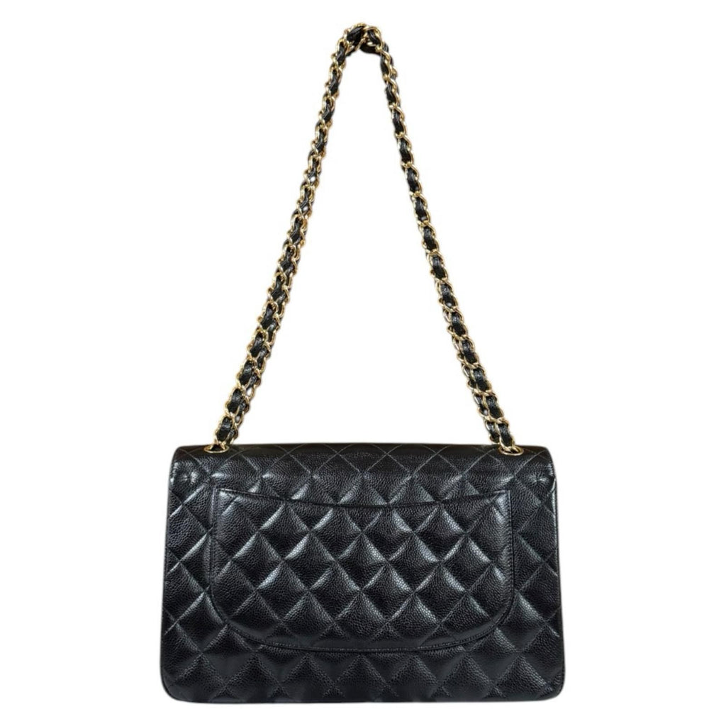Chanel Double Flap 30 Quilted Shoulder Bag Caviar Leather Black — view 3