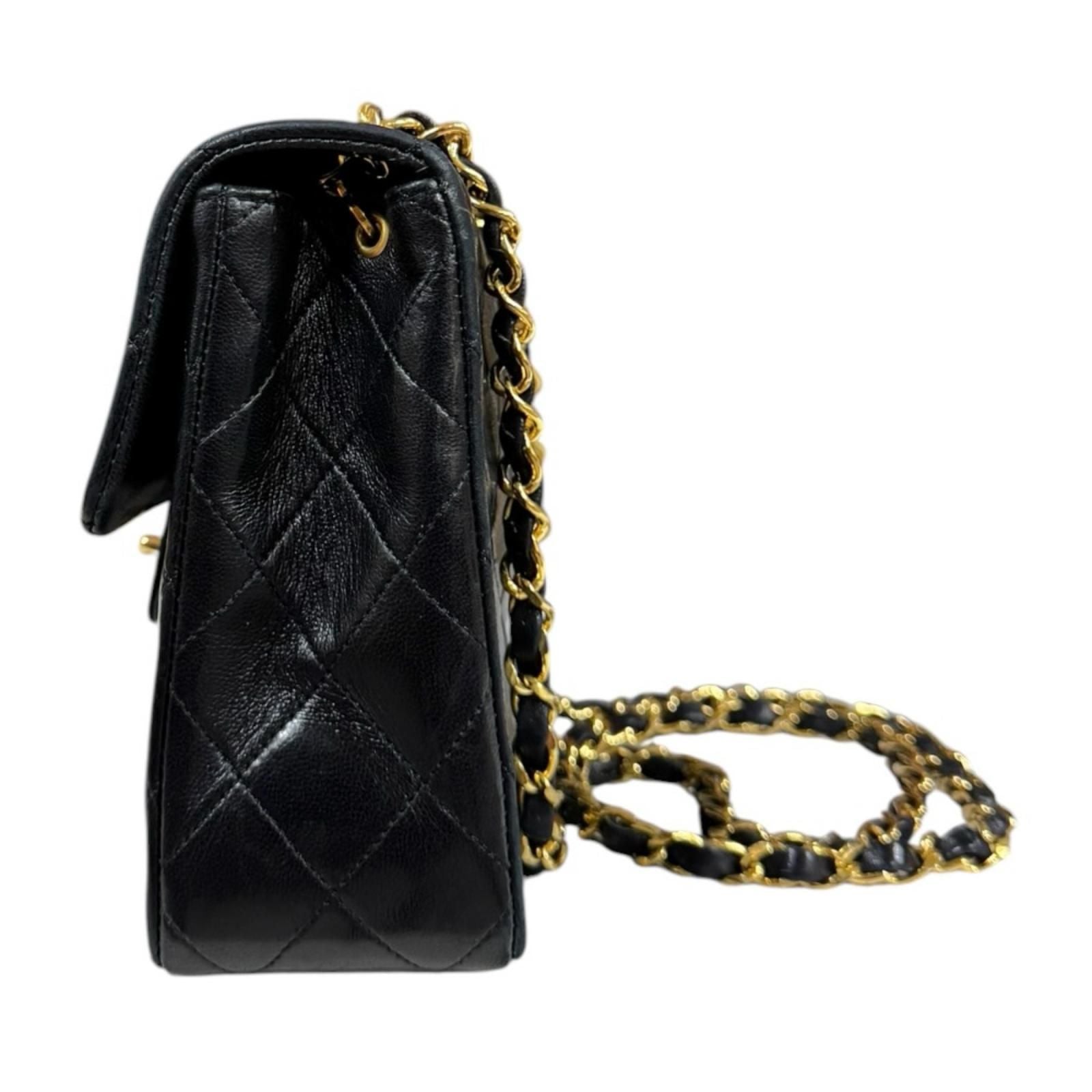 Chanel Single Flap Mini Quilted Shoulder Bag Lambskin Black — view 5