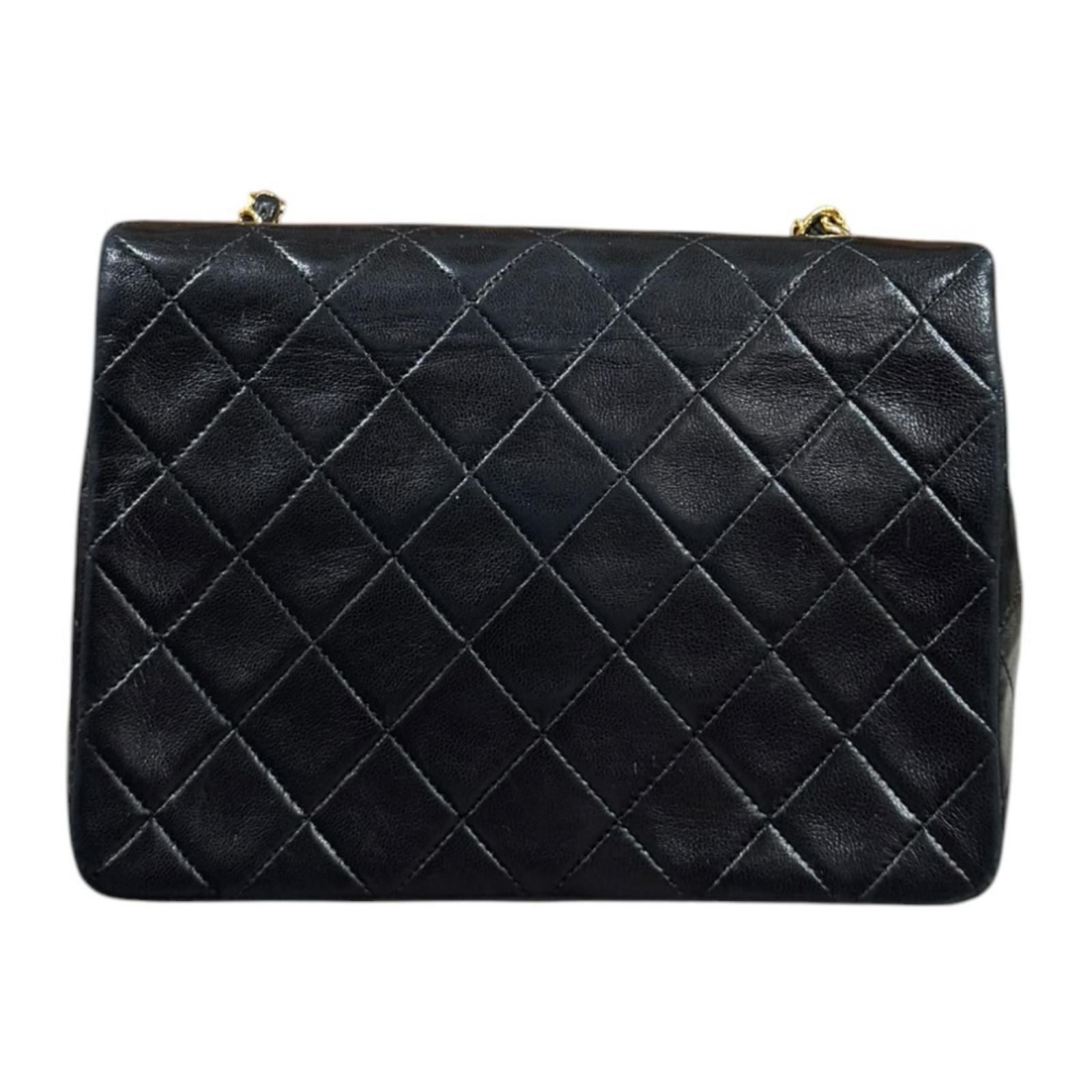Chanel Single Flap Mini Quilted Shoulder Bag Lambskin Black — view 3