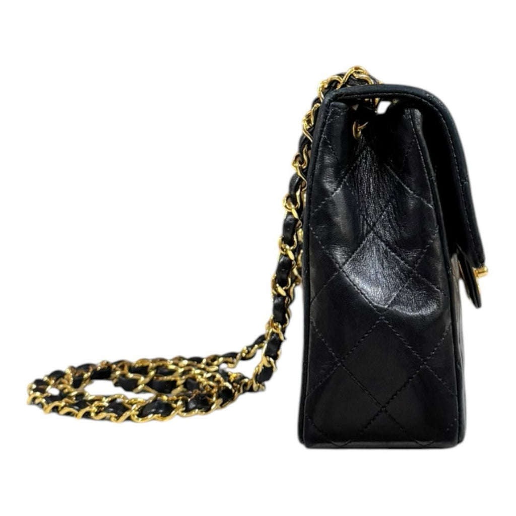 Chanel Single Flap Mini Quilted Shoulder Bag Lambskin Black — view 4