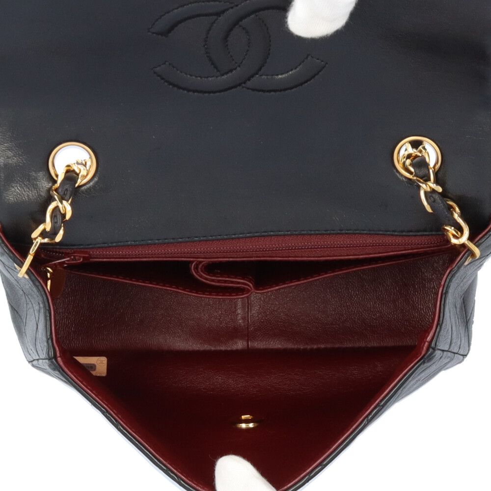 Chanel Single Flap Mini Quilted Shoulder Bag Lambskin Black — view 7