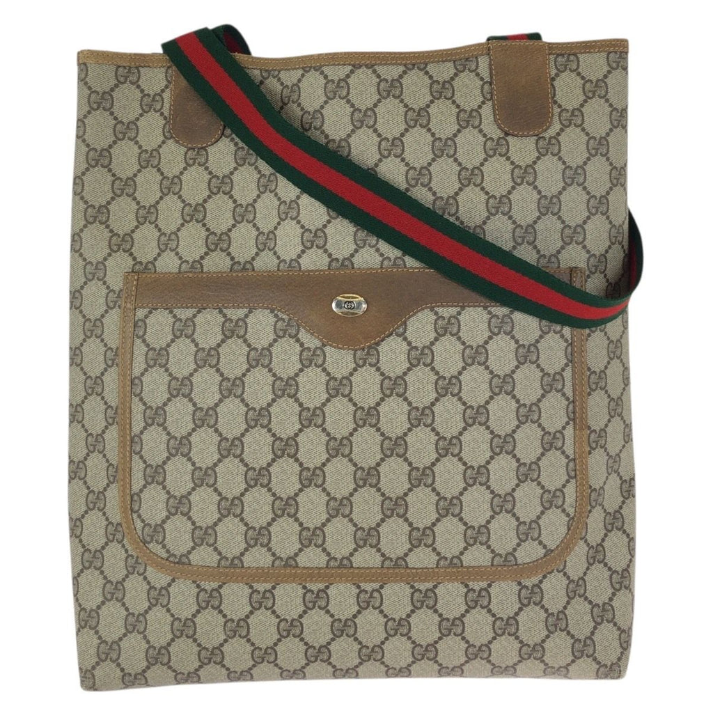 Gucci Vintage Sherry Line Beige GG Supreme Canvas Tote