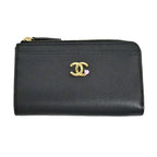 Chanel Fragment Zip Card Case CC Logo Apple Black Pink Gold