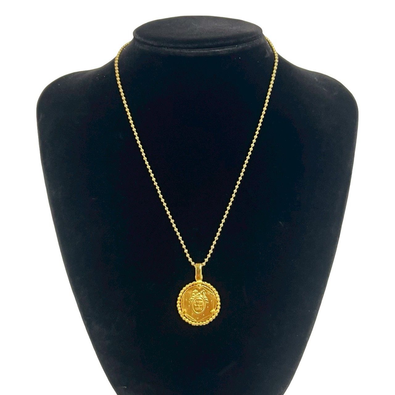 Dior Vintage Coin Motif Logo Pendant Gold — view 2