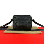 Bottega Veneta Intrecciato Leather Mini Shoulder Bag Pochette Black