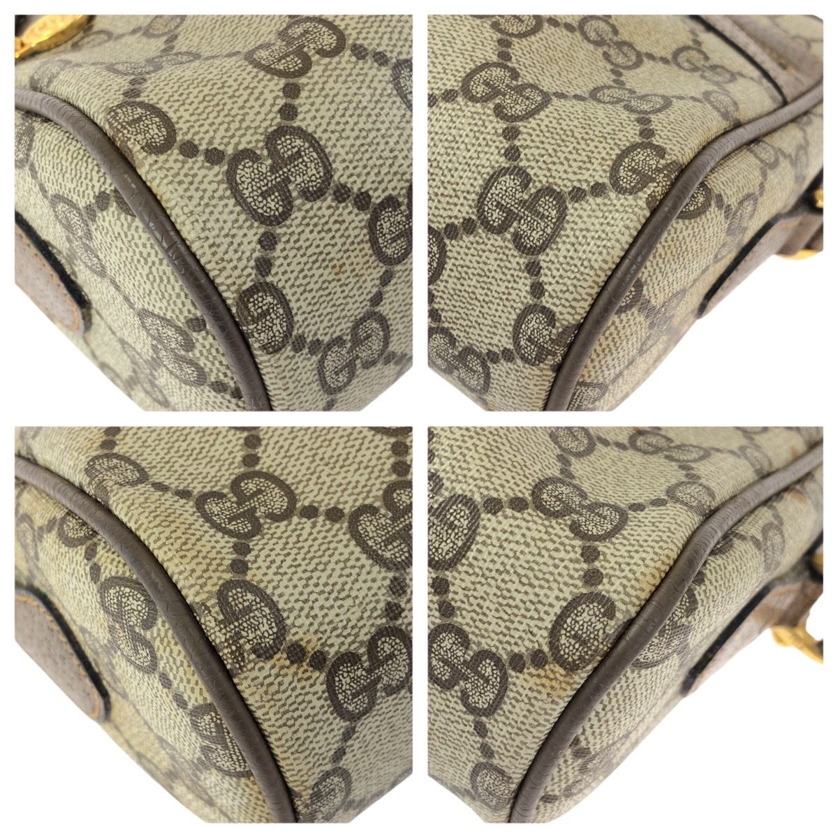 Gucci Vintage Sherry Line Beige Gold GG Supreme Canvas Shoulder — view 3