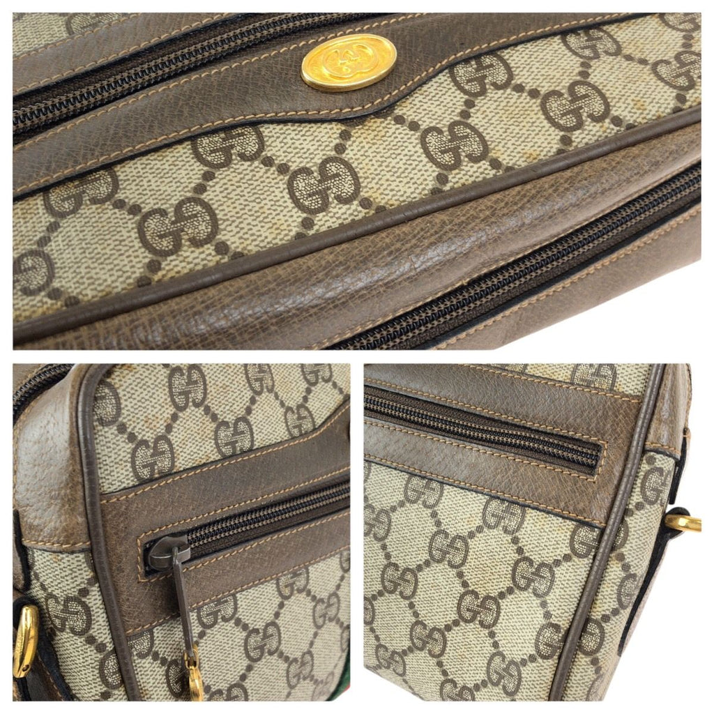 Gucci Vintage Sherry Line Beige Gold GG Supreme Canvas Shoulder — view 5