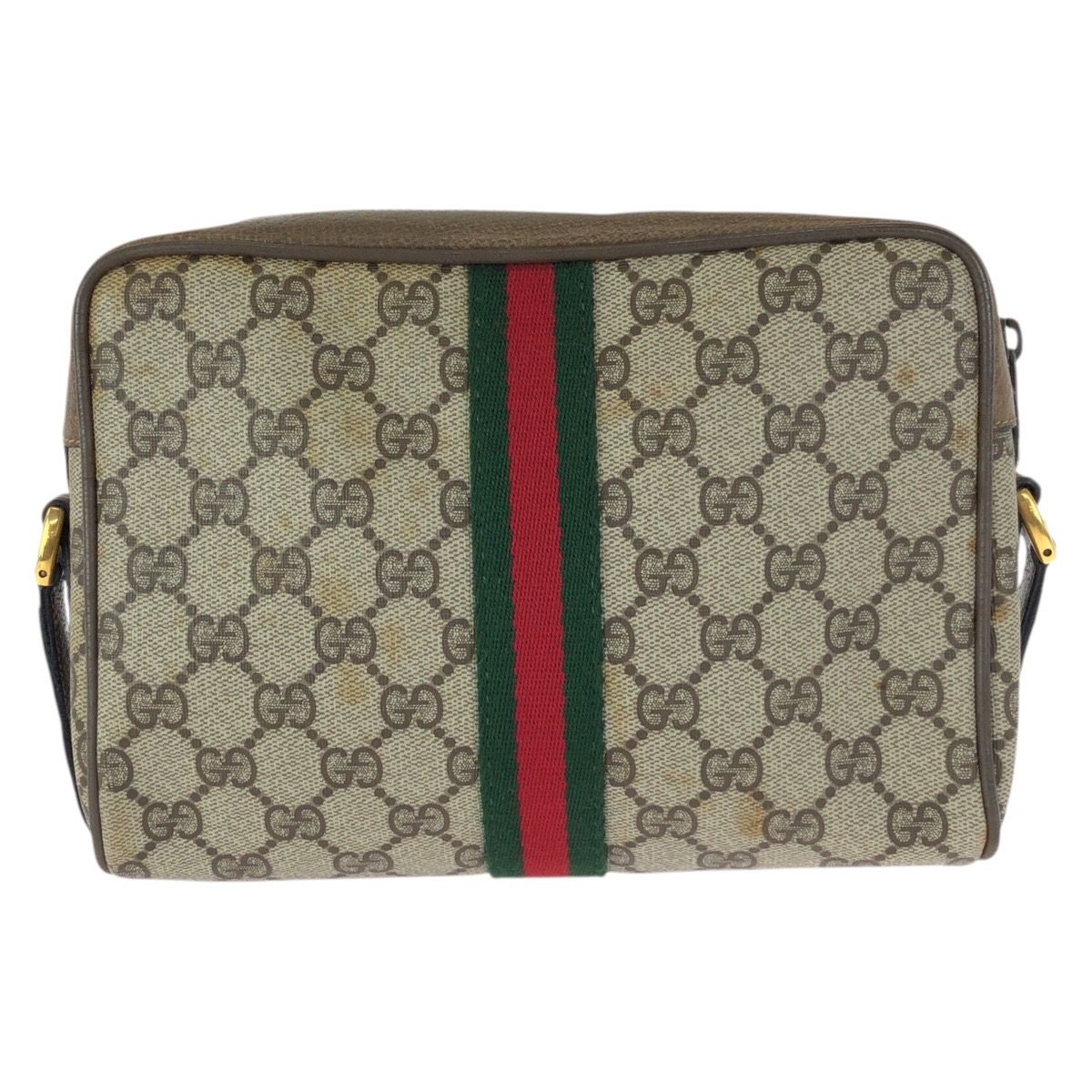 Gucci Vintage Sherry Line Beige Gold GG Supreme Canvas Shoulder — view 2