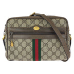 Gucci Vintage Sherry Line Beige Gold GG Supreme Canvas Shoulder