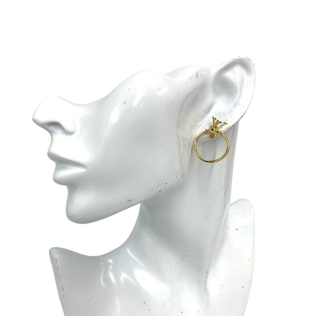 Louis Vuitton Book le Doreil Hoop LV Eclipse Earrings Gold — view 2