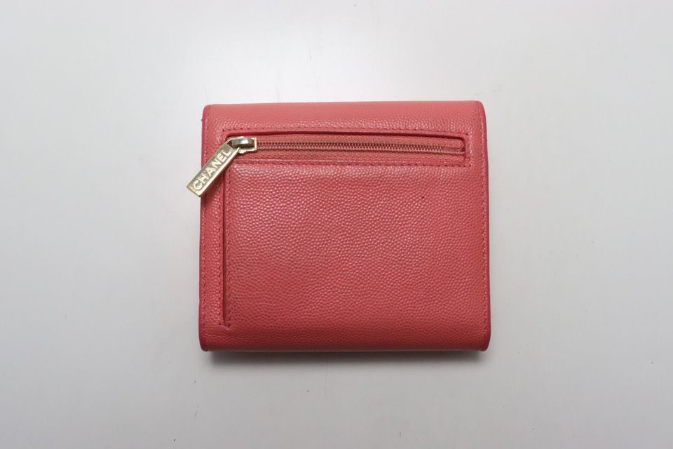 Chanel Caviar Leather CC Logo GD Trifold Wallet — view 2