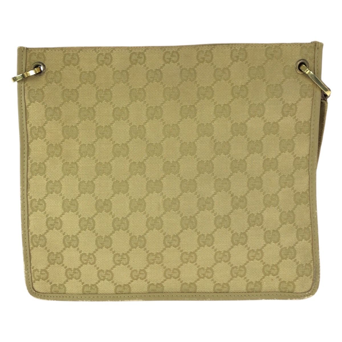 Gucci Beige Gold GG Canvas Leather Shoulder — view 2