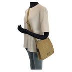 Gucci Beige Gold GG Canvas Leather Shoulder — view 7