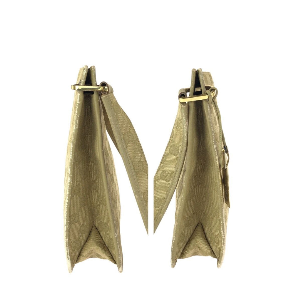 Gucci Beige Gold GG Canvas Leather Shoulder — view 8