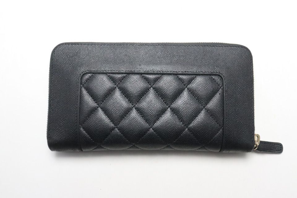 Chanel Quilted Boy Caviar Leather Zip Around Wallet — view 2