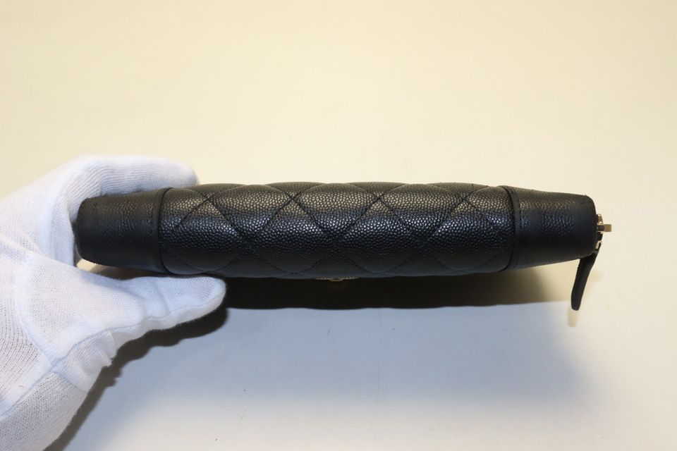 Chanel Quilted Boy Caviar Leather Zip Around Wallet — view 3