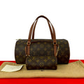 Louis Vuitton Vintage Papillon 30 Monogram Leather Mini Boston Bag Brown