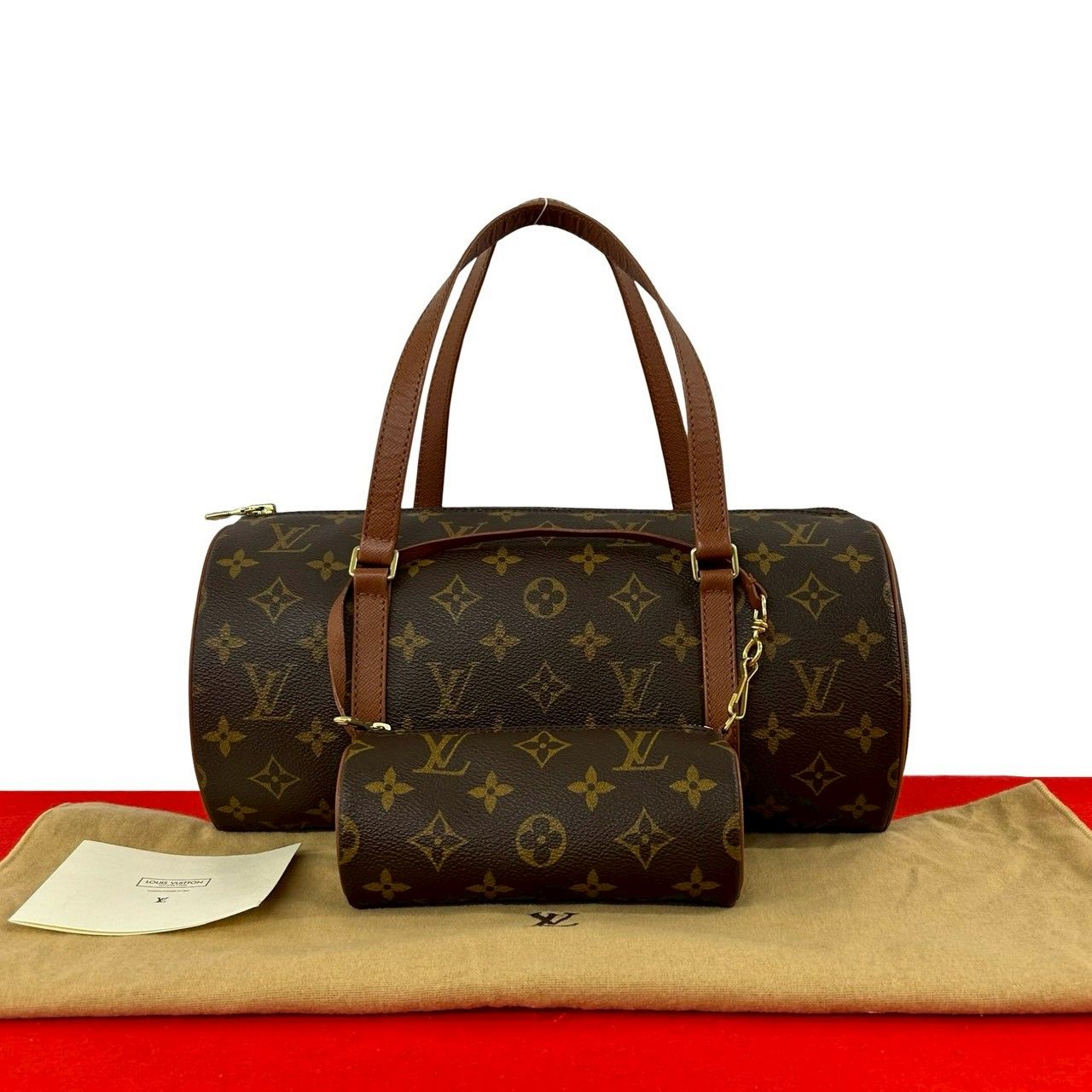 Louis Vuitton Vintage Papillon 30 Monogram Leather Mini Boston Bag Brown