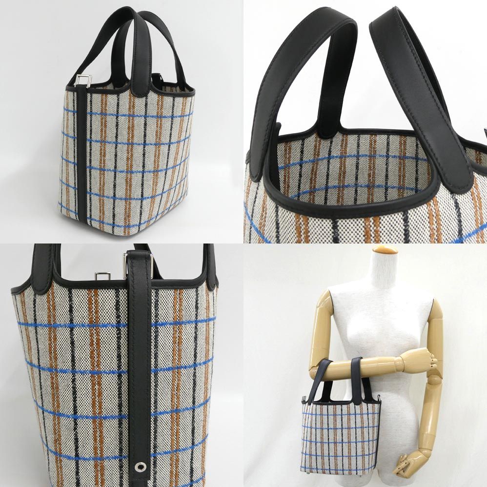 Hermes Picotin Lock PM Couverture Black Ecru Fauve Blue Zanzibar Toile Swift — view 7
