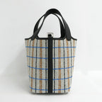 Hermes Picotin Lock PM Couverture Black Ecru Fauve Blue Zanzibar Toile Swift — view 3