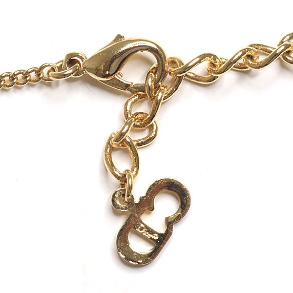 Dior Logo Rhinestone Necklace Gold Color Costume — view 5
